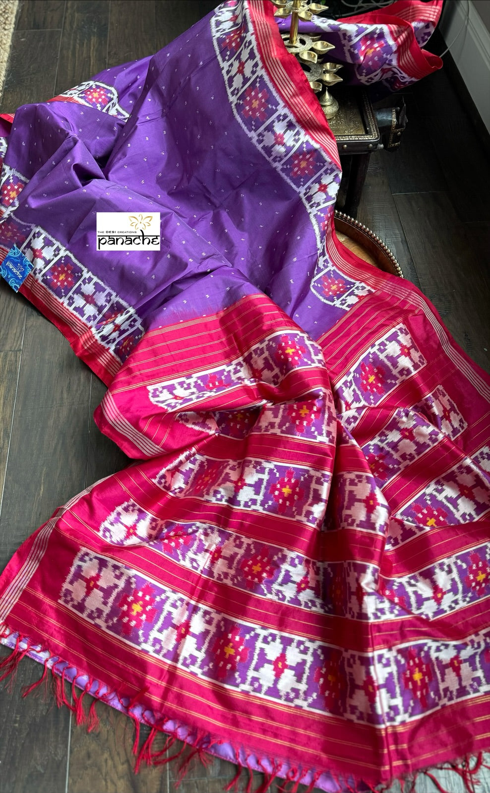 Pure Silk Ikat - Purple Red Pink Pochampally