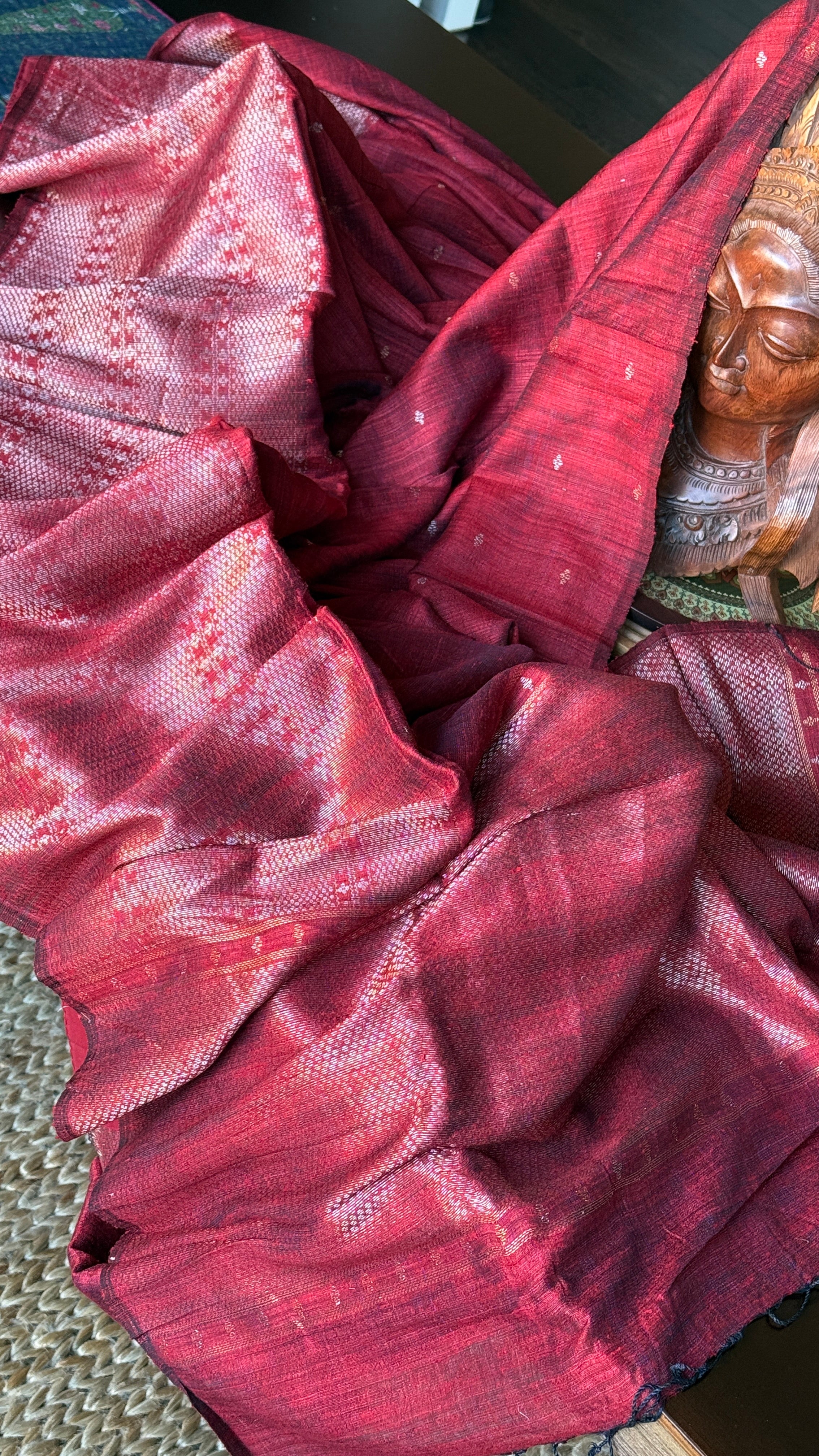 Pure Matka Silk - Maroon Zari Woven