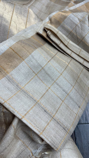Pure Tussar Silk - Beige Golden Zari Woven5