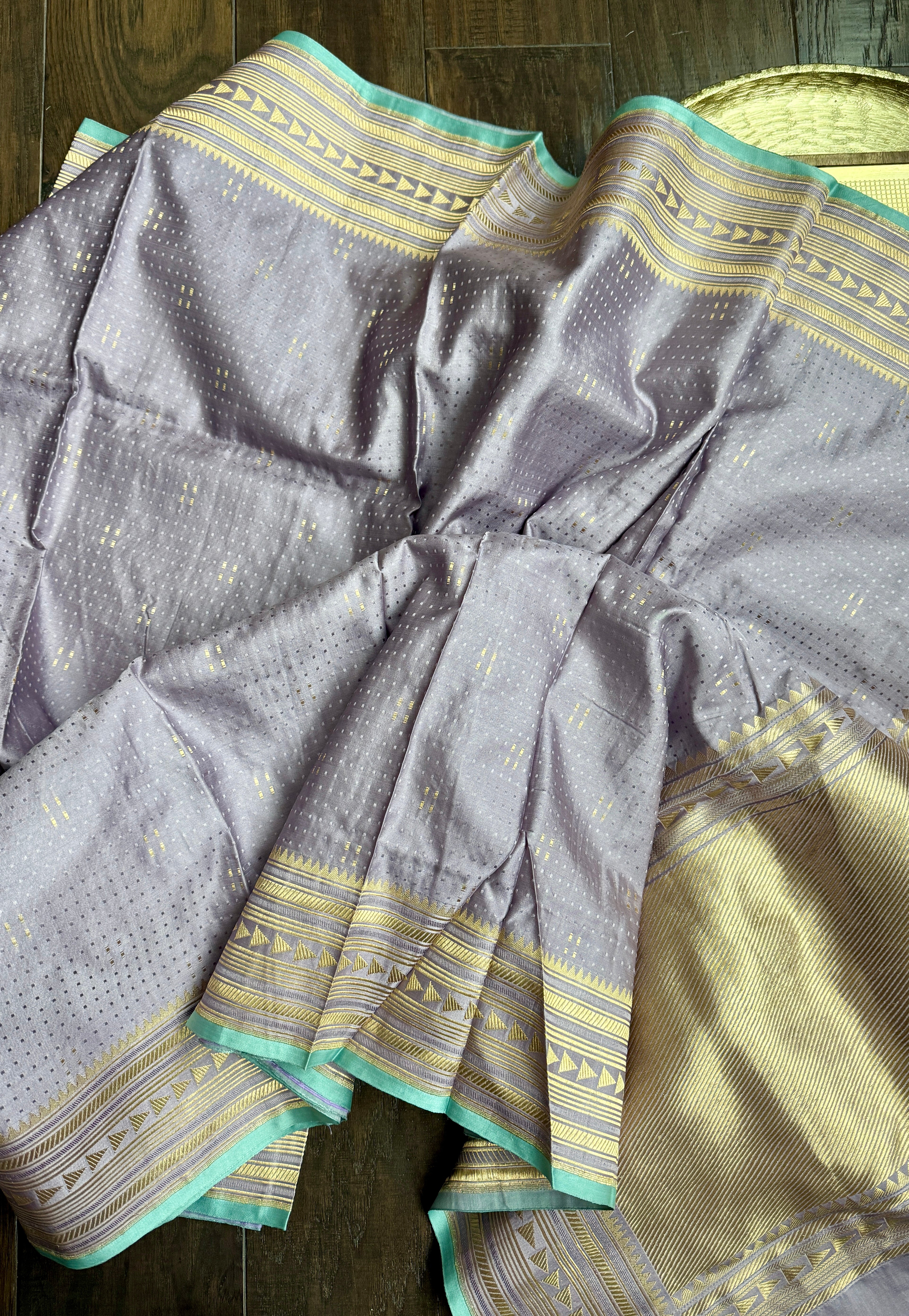 Pure Silk Mashru Kadhua Banarasi- Lavender