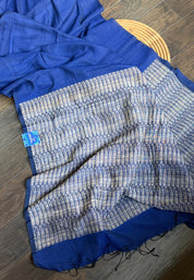 Pure Khadi Matka Cotton -  Blue Jute Handwoven
