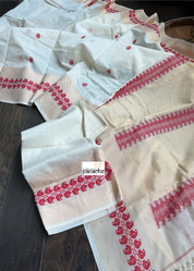 Soft Cotton Handloom - Off-White Red