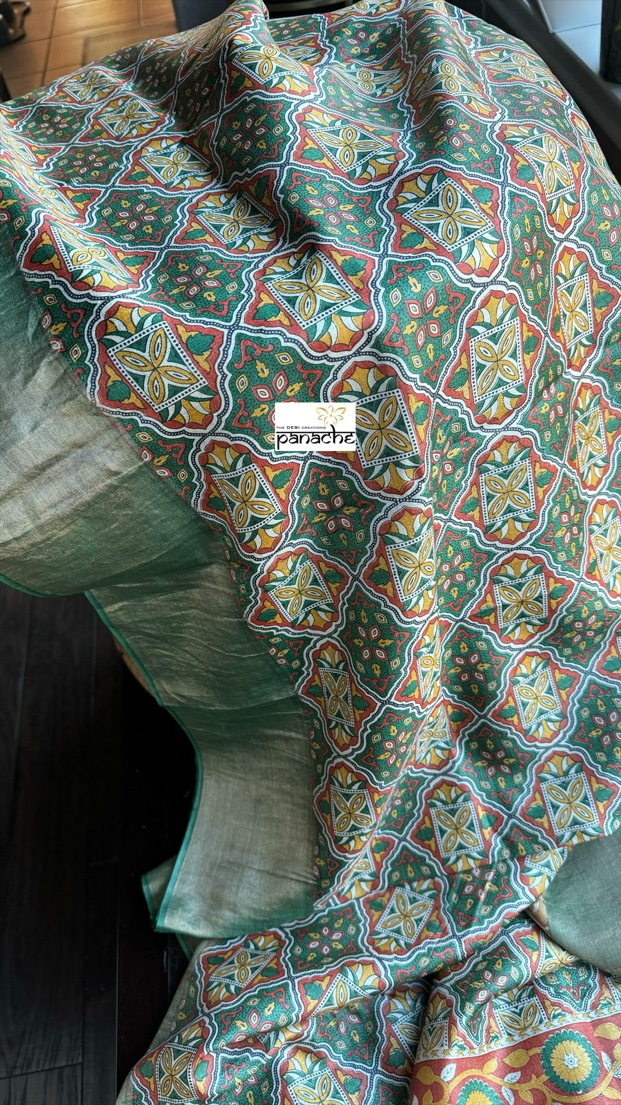 Pure Tussar Silk - Green Printed