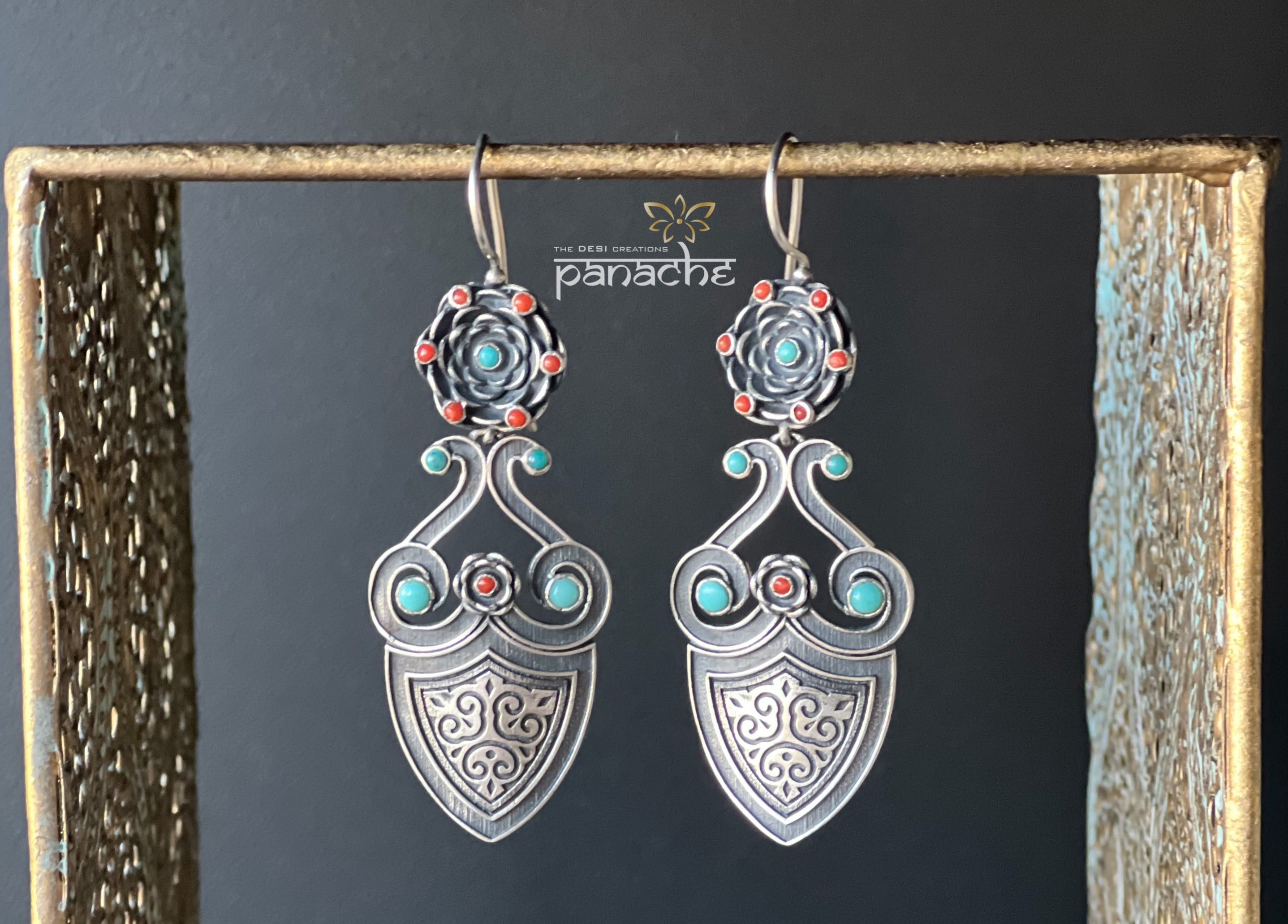 Earring 925 Silver- Coral Turquoise Earring