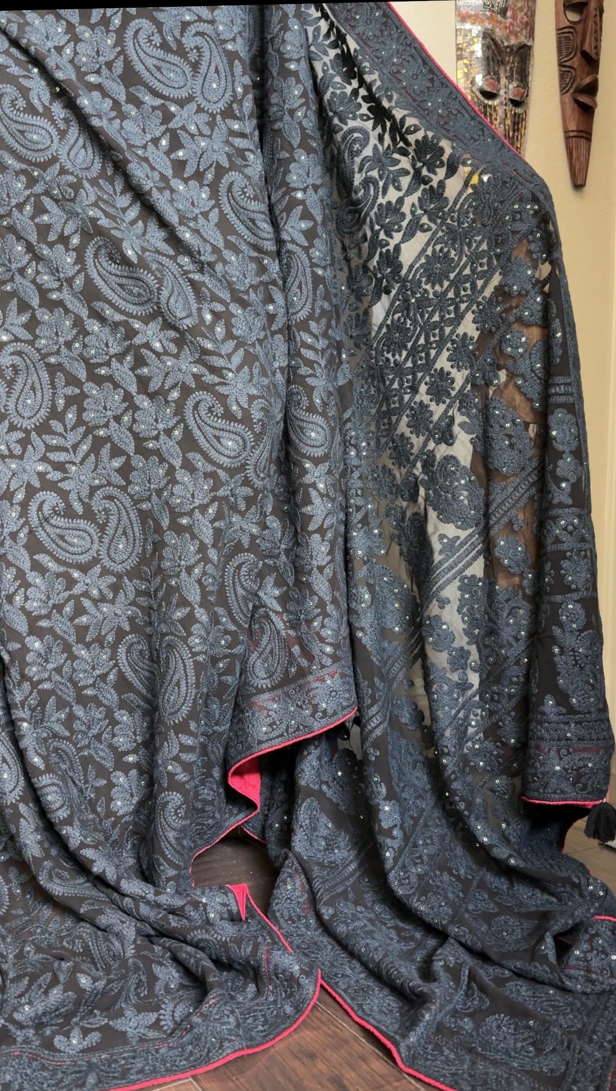 Designer Pure Georgette Chikankari - Black