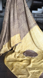 Modal Silk Vegetable Organic Dye Saree - Mocha Brown Yellow