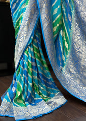 Khaddi Georgette Banarasi - Firozi Blue Green Multi color Rangkat