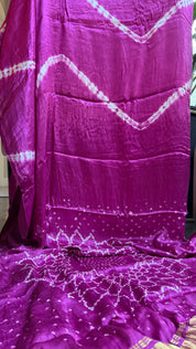 Modal Silk Makdi Bandhej - Magenta Pink Shibori