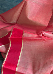 Chanderi Silk Cotton Tissue - Red Woven