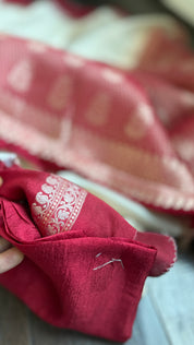Chiniya Silk Banarasi - Cream Maroon Woven