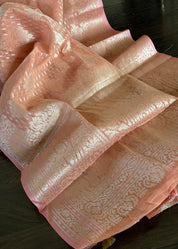 Cotton Silk Banarasi - Peach Antique Zari