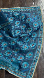 Designer Jamdaani Cutdana Embroidered - Light Firozi
