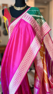 Pure Silk Banarasi - Rani Pink Rangkat Palla