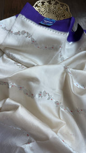 Chiniya Silk Leheriya Banarasi - Off White Purple Woven