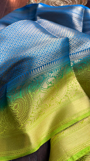 Soft Silk Banaras Saree - Blue Green Tanchoi