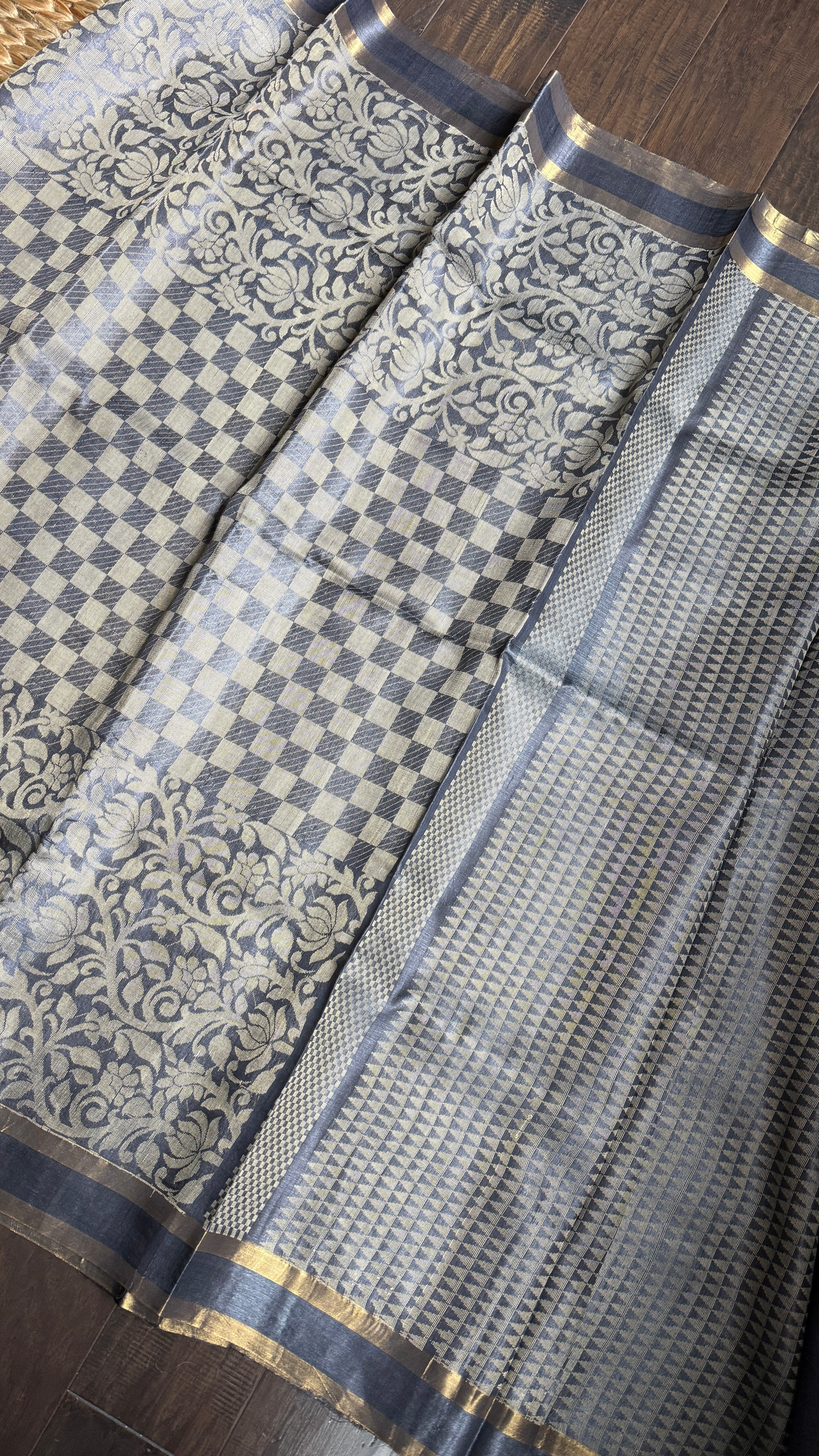 Tussar Silk - Steel Grey Woven