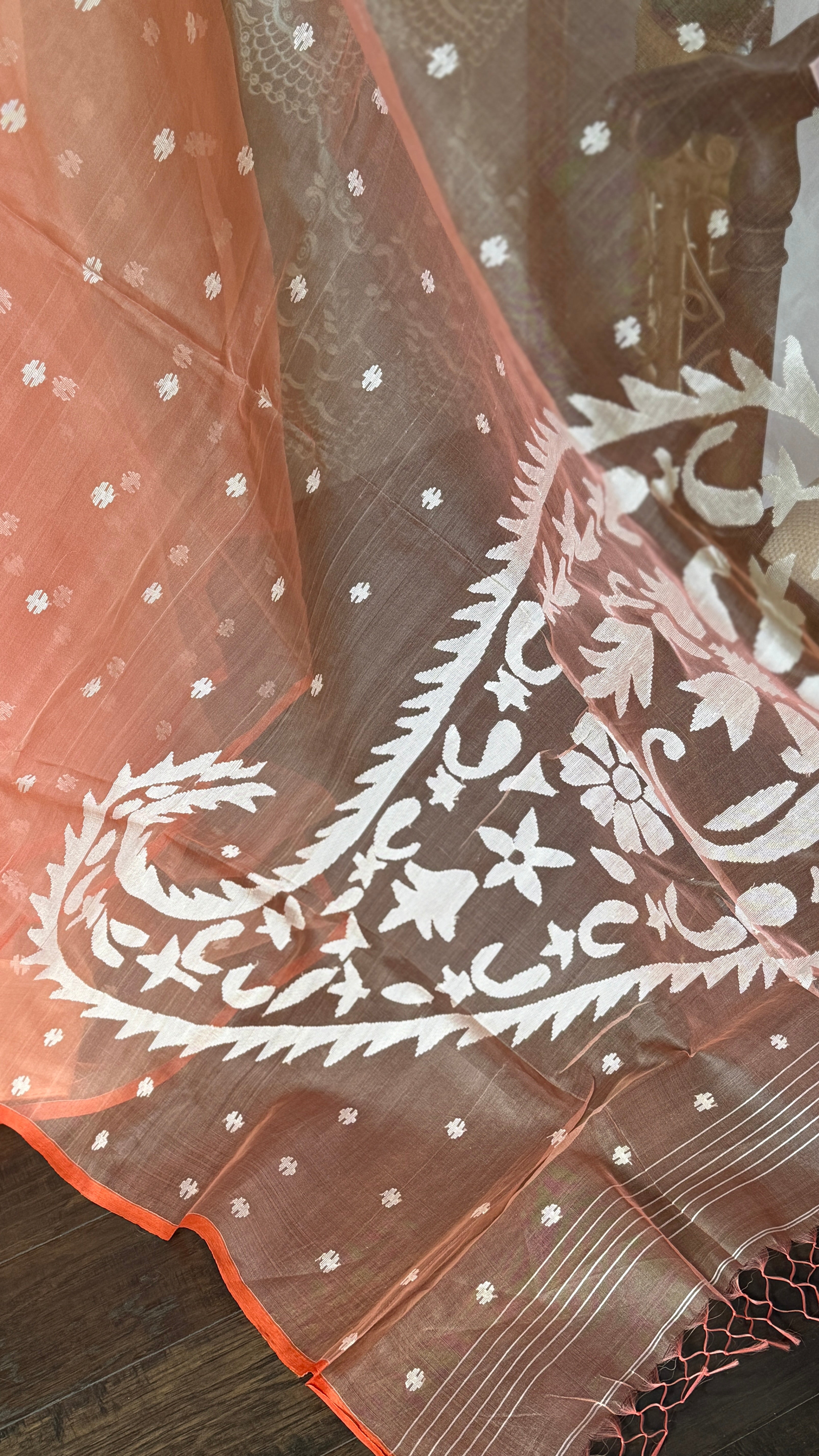 Muslin Jamdaani - Peach