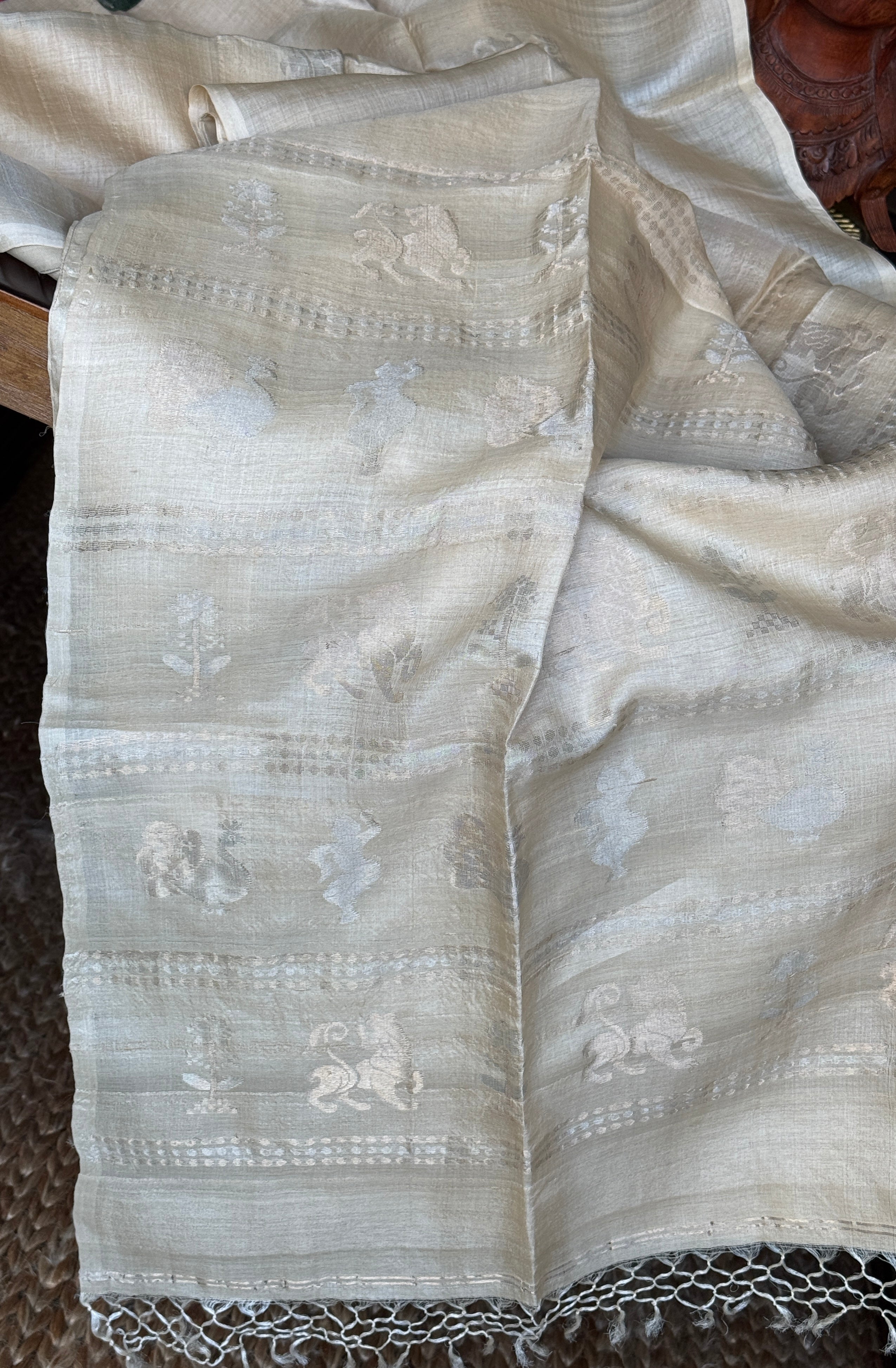Pure Tussar Silk - Beige Handwoven