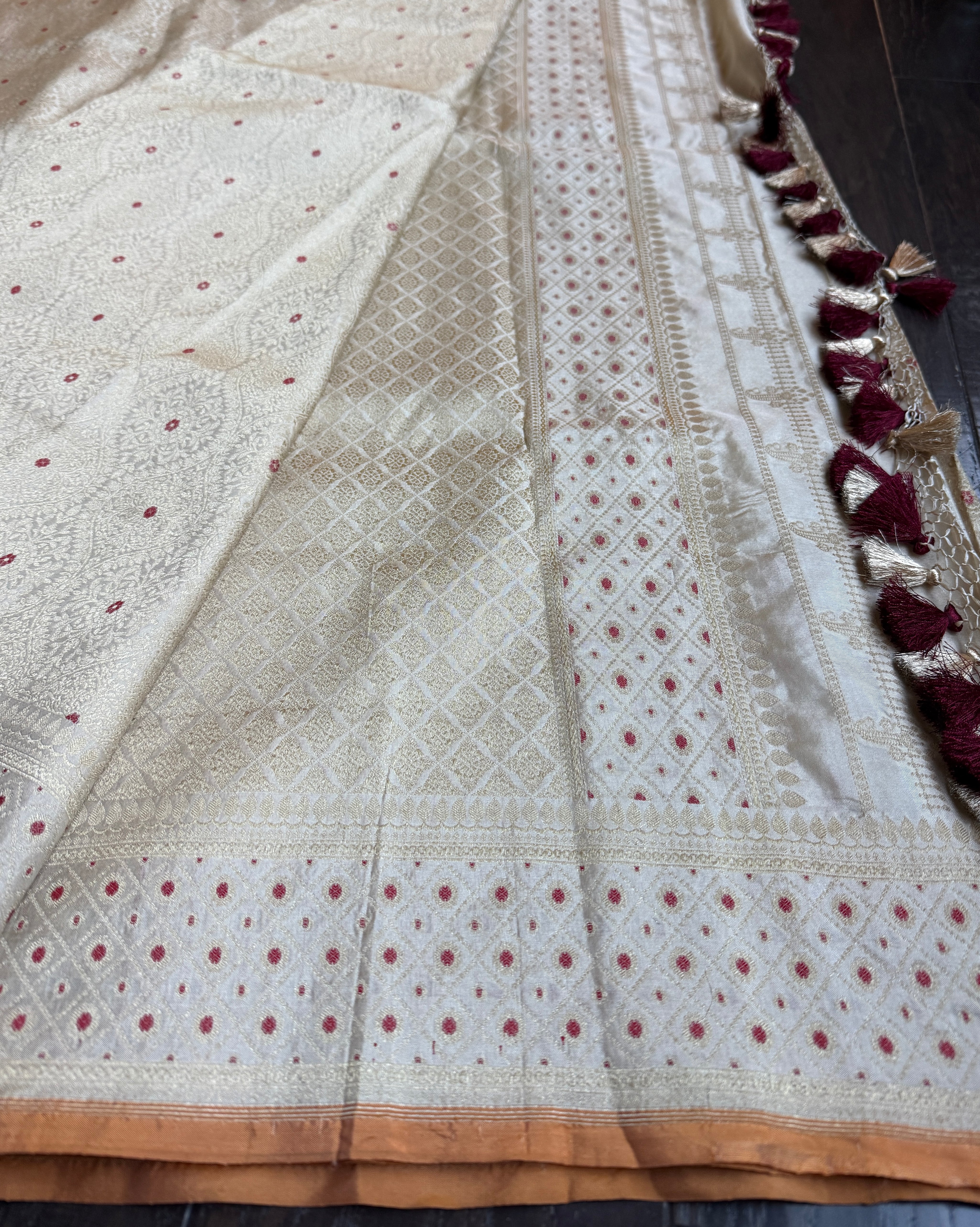 Pure Silk Brocade Banarasi- Cream