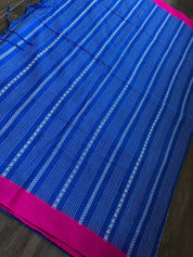 Pure Khadi Cotton Handloom - Royal Blue Magenta Woven