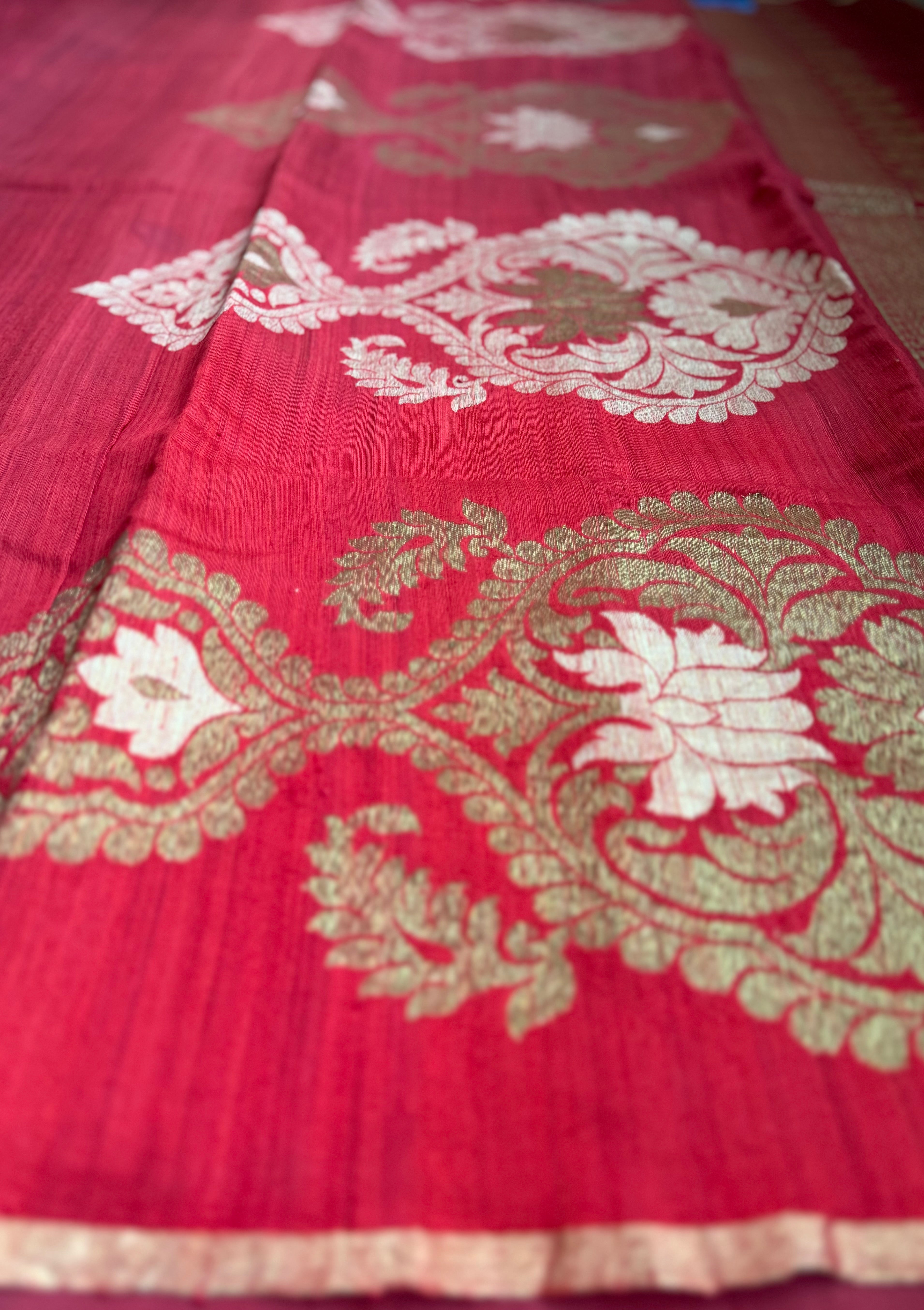 Raw Silk Banarasi - Maroon Rust Shaded