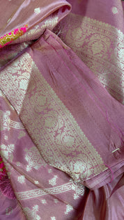 Designer Tissue Silk Banarai - Pink Meenakari