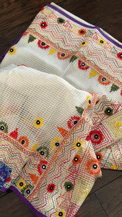 Kota Silk Lamban - White Embroidered
