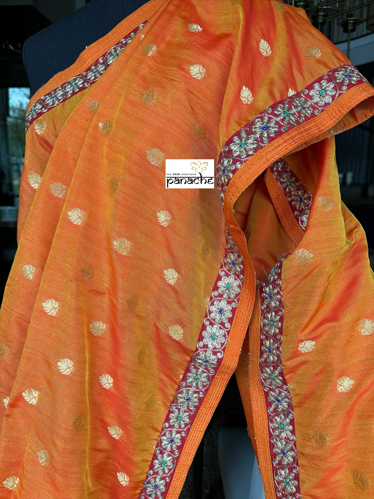 Designer Saree - Soft Silk Benarasi Orange