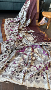Chinori Silk Kalamkari  - Chocolate Brown