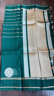 Kora Silk Banarasi - Teal Green