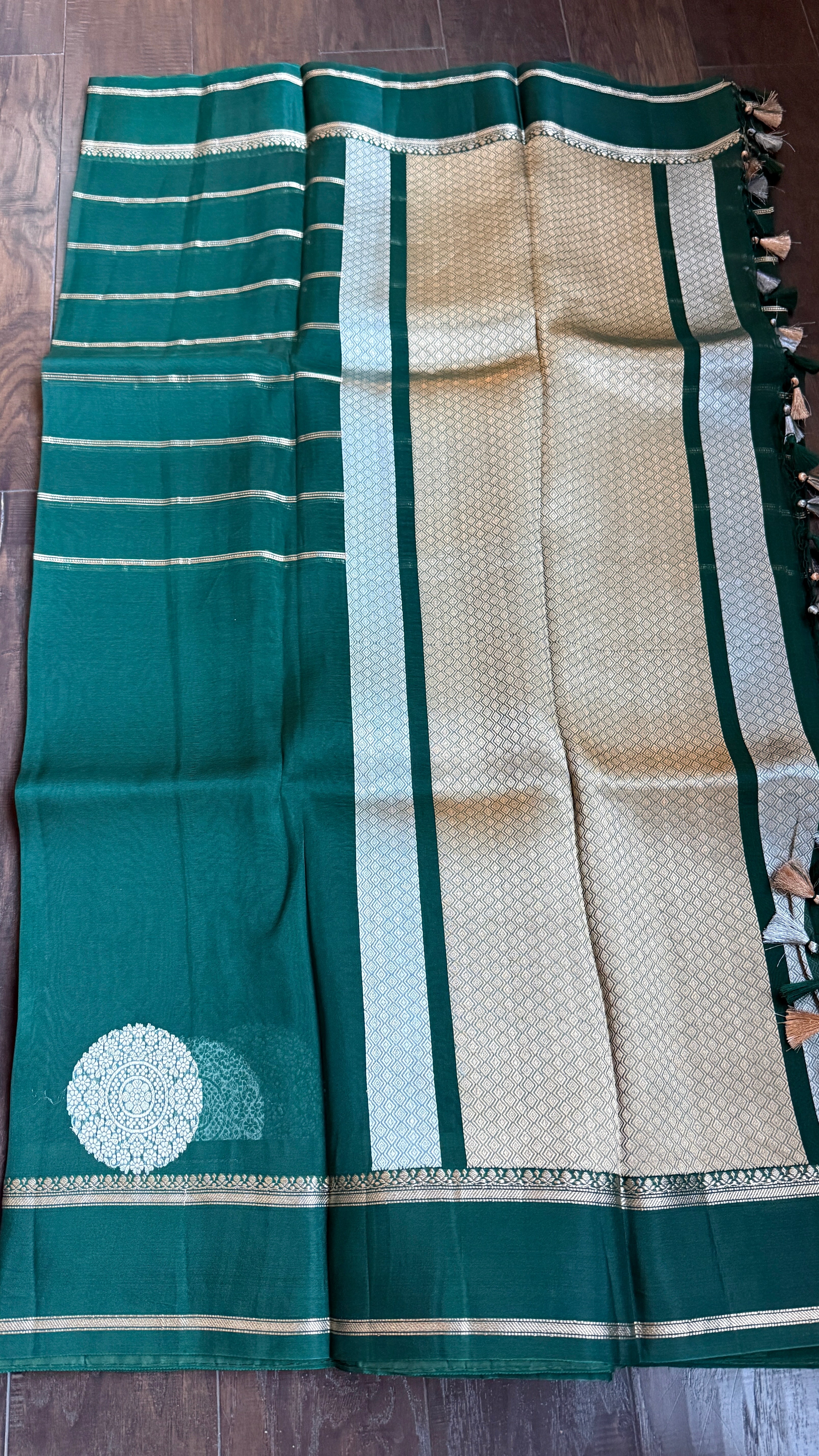 Kora Silk Banarasi - Teal Green