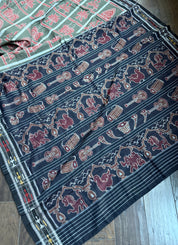 Pure Sambalpuri Cotton - Moss Green Grey NabaKothi