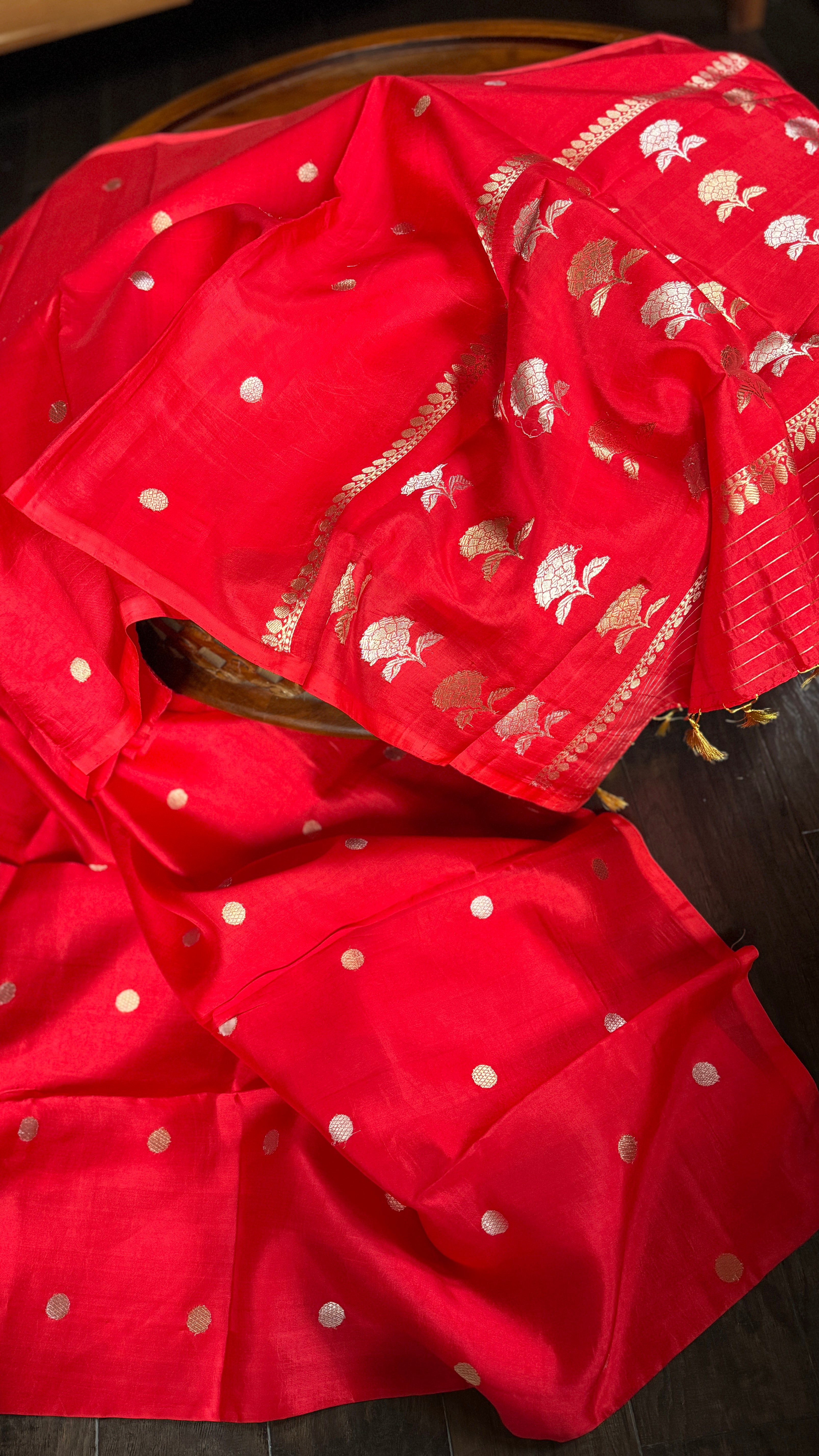 Pure Katan Silk Banarasi - Red woven