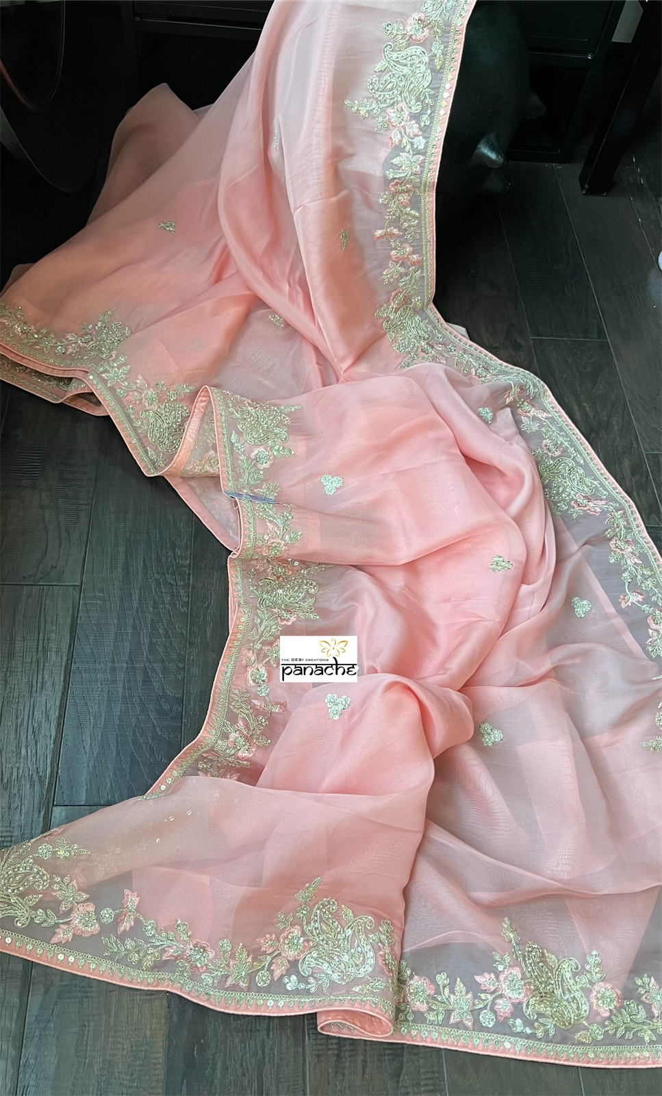 Designer Organza - Pink Embroidered