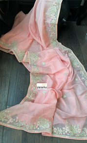 Designer Organza - Pink Embroidered