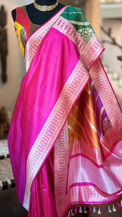 Pure Silk Banarasi - Rani Pink Rangkat Palla