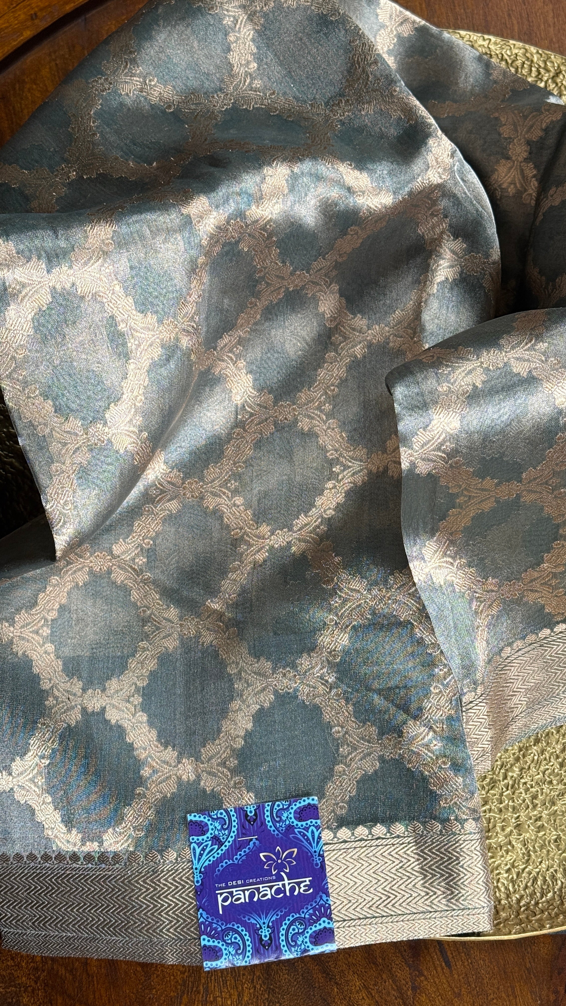 Pure Tissue by Tissue Silk Jaal Banarasi - Grey Kadhua