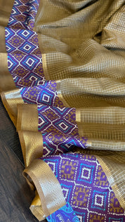 Designer Crepe Silk - Ochre Brown Purple