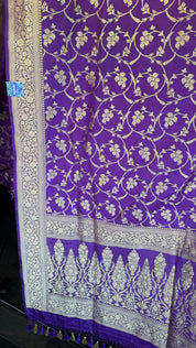 Katan Silk Banarasi -  Purple Jaal Woven