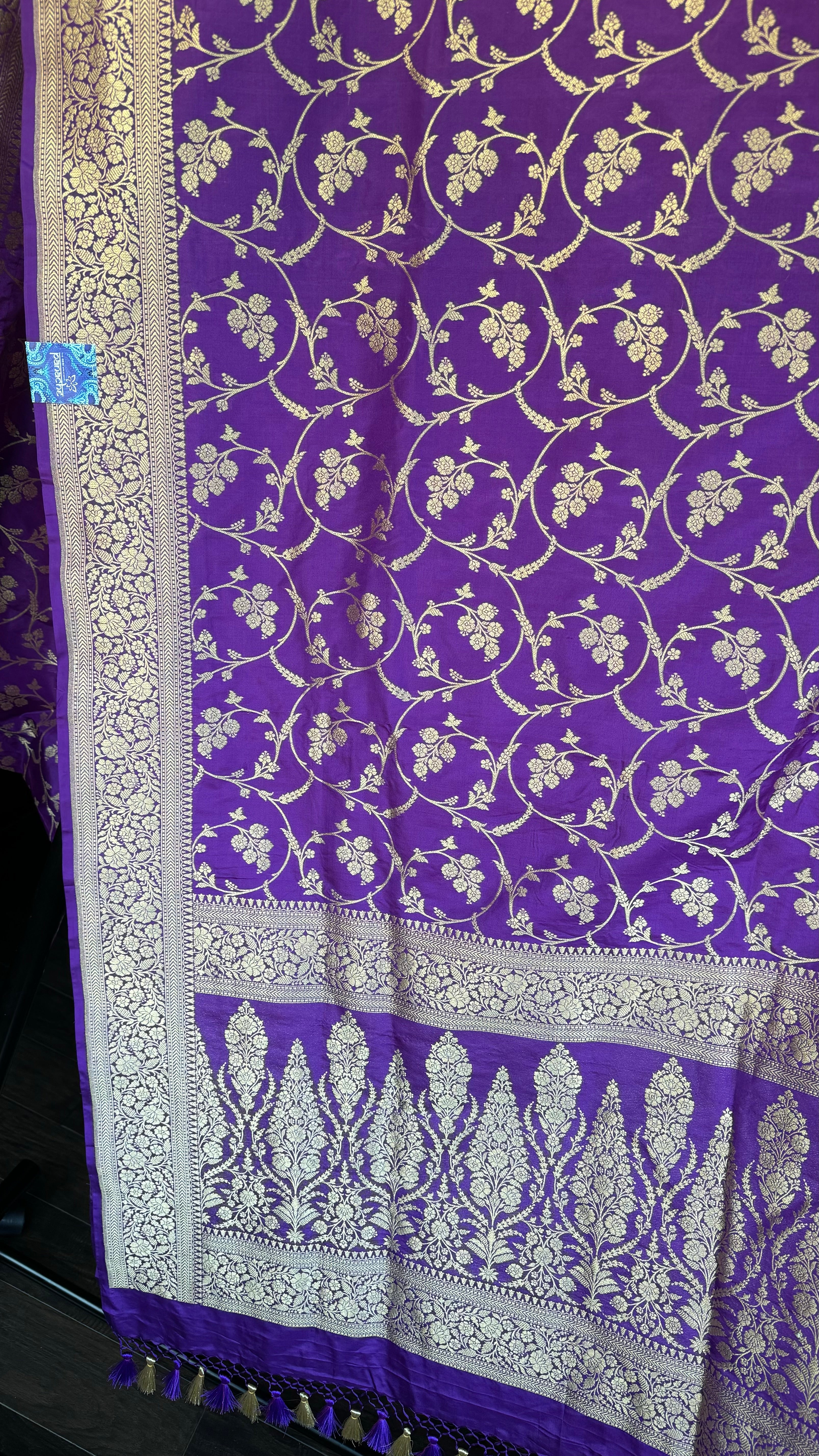 Katan Silk Banarasi -  Purple Jaal Woven