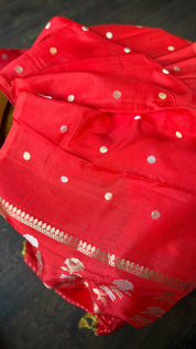 Pure Katan Silk Banarasi - Red woven