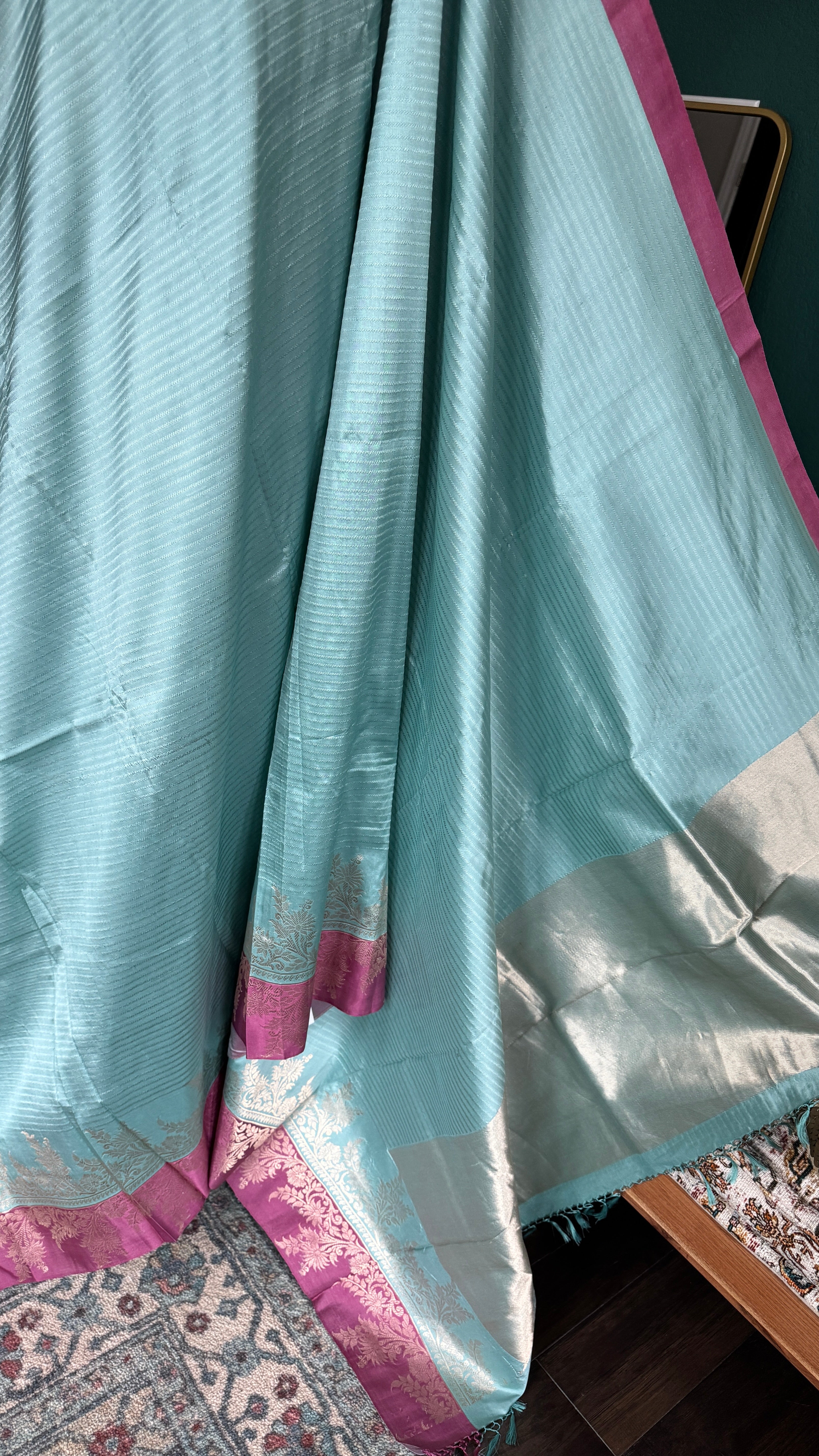 Katan Silk Banarasi - Light Blue Purple