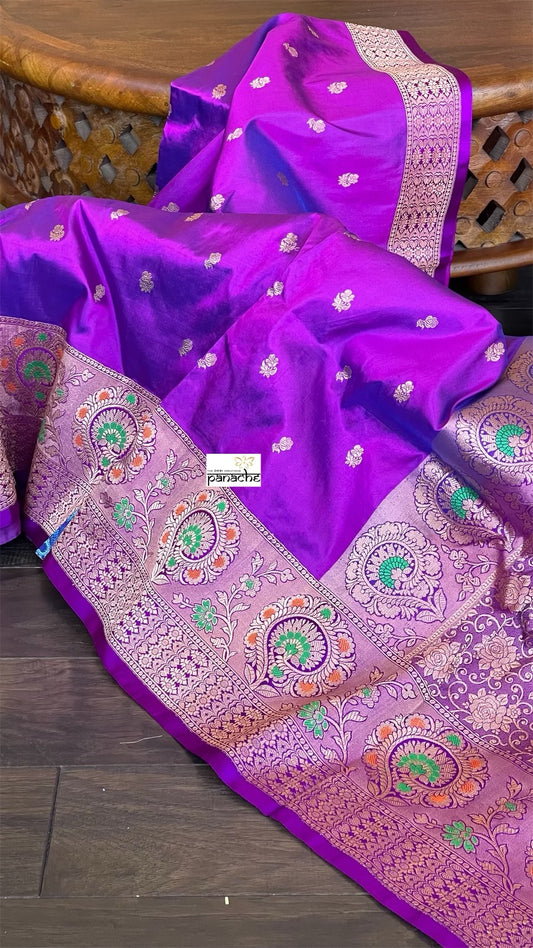 Katan Silk Banarasi - Purple Meenakari