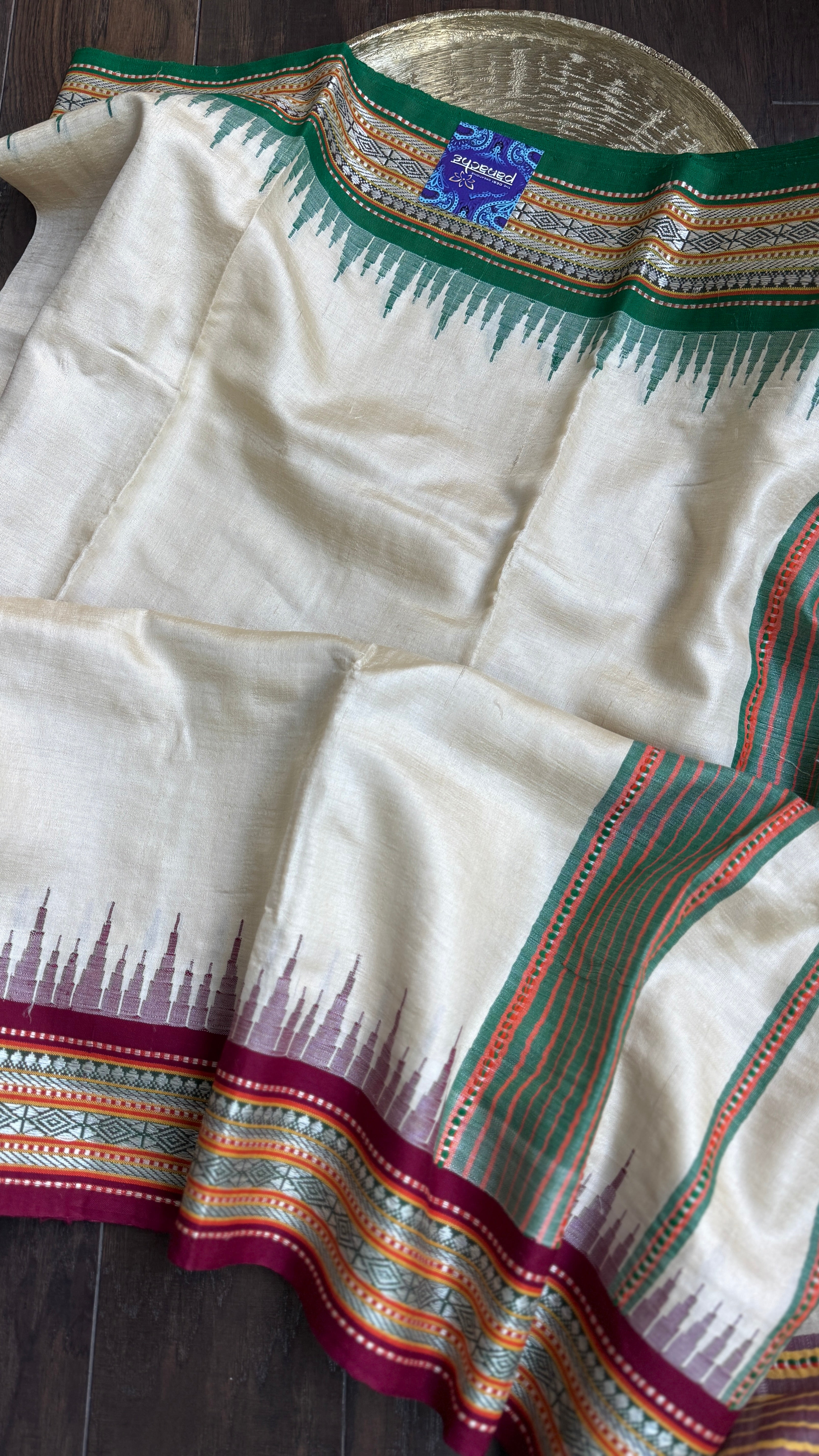 Vidarbha Tussar Silk - Tussar Color Ganga Yamuna Woven