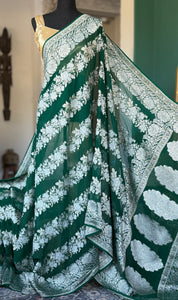 Khaddi Georgette Banarasi - Green Sona Rupa Zari