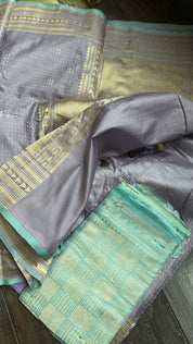 Pure Silk Mashru Kadhua Banarasi- Lavender