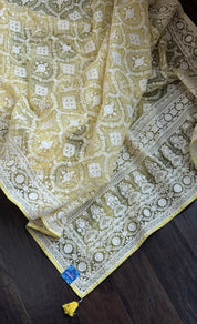 Designer Organza - Lemon Yellow Chikankari