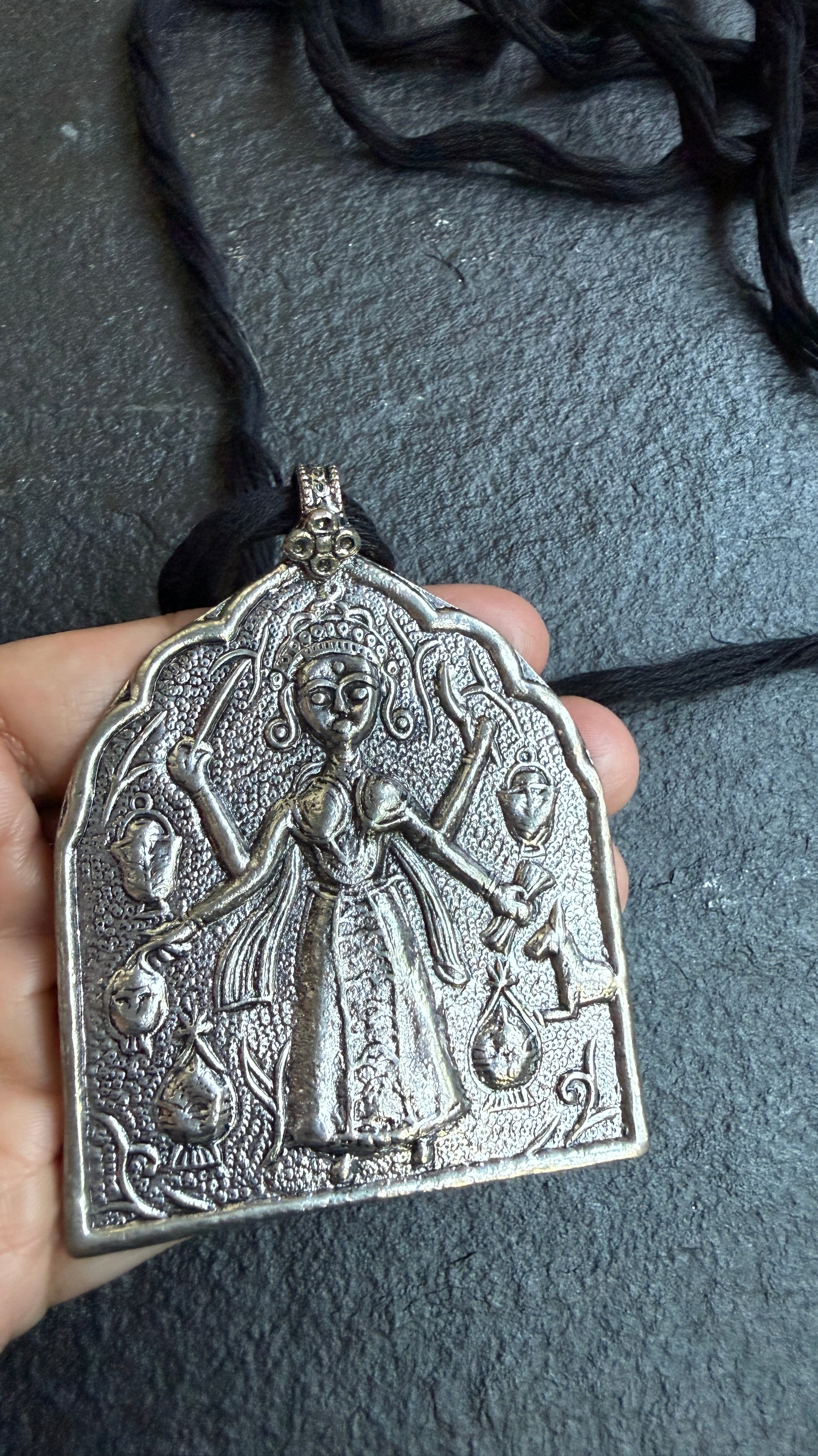 German Silver DEVI Pendant - Silver
