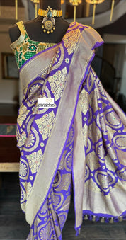 Khaddi Georgette Banarasi - Purple Meenakari