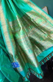 Katan Silk Banarasi - Sea Green Paithani Khadwa Woven
